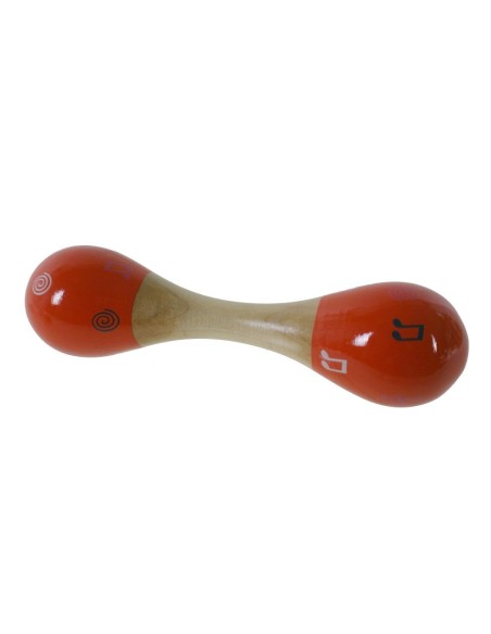 Maracas dobles de madera barnizada. Medidas: 20xØ5 cm.