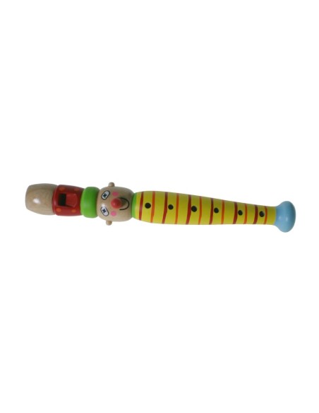 Flauta infantil colorida con cabeza payaso. Medidas: 20 cm.
