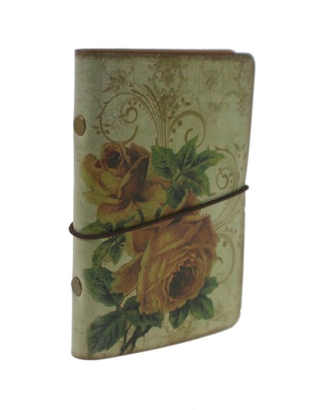 Libreta pequeña de bolsillo tapas poli piel de hojas blancas. Medidas: 11x8 cm.