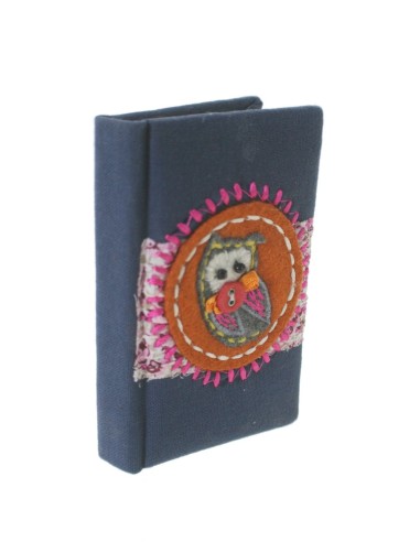 Petit Carnet de Poche et Sac, Couvertures Matelassées Bleues, Feuilles Vierges