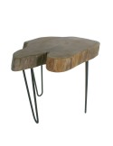 Table d'appoint en bois de teck avec des pieds en métal. Mesures: 51x55x55 cm.