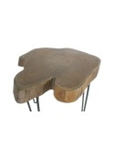 Table d'appoint en bois de teck avec des pieds en métal. Mesures: 51x55x55 cm.