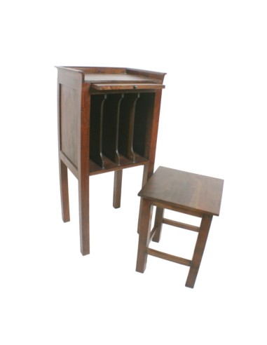 Téléphone avec tabouret en bois d'acacia de noix