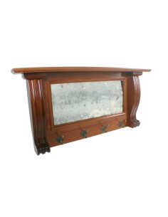 Colgador perchero con estante y espejo pared cuatro ganchos madera cedro 2