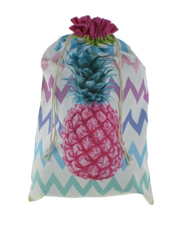 Bolsa para el pan en tela 100% algodón estampada con motivo piña ideal para ir a la panadería.