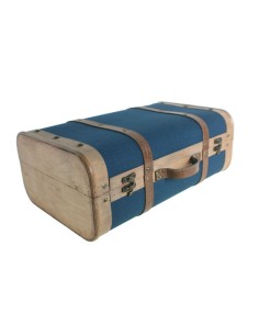 Maleta grande de madera color azul decoración vintage nórdico 2