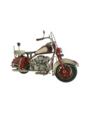 Moto decoración en metal color rojo blanco estilo retro para coleccionistas.