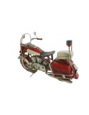 Moto decoración en metal color rojo blanco estilo retro para coleccionistas.