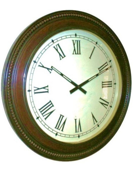 Reloj de pared grande de madera maciza en teca con forma redonda decoración para el hogar estilo rustico. Medidas: Ø60x7 cm.