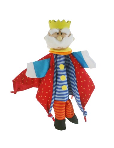 6pcs Juguete Marionetas de Mano Títeres de Dedo Figuras de Rey Reina Cabeza de Madera 