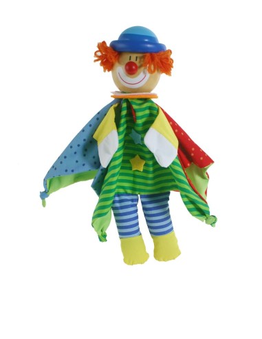 Marionnette à main design clown avec tête en bois jouet classique traditionnel pour garçons filles