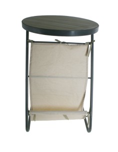 Taula de Centre de Fusta i Metall Estil Industrial Rodona amb Revister de Tela. 2