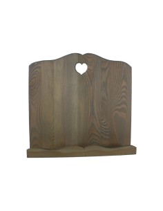 Atril de madera plegable para lectura de color ceniza con detalle corazón estilo vintage atril artesanal.