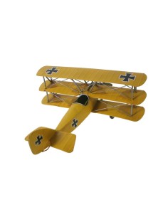 Réplique d'avion triplan en métal de style rétro jaune pour la décoration, la maison et la collection 2