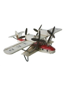 Réplique d'hydravion en métal de style rétro blanc pour la décoration, la maison et la collection.