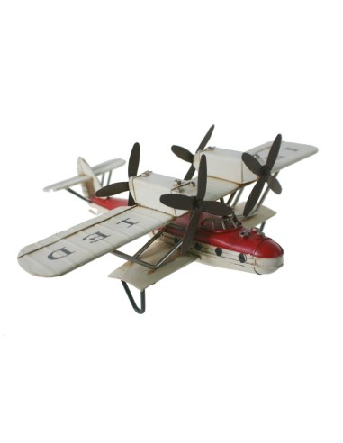 Réplique d'hydravion en métal de style rétro blanc pour la décoration, la maison et la collection.