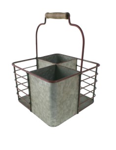 Porte-couverts en fer avec 4 trous finis en zinc et métal rouge pour une décoration rustique et avec un style vintage. 2