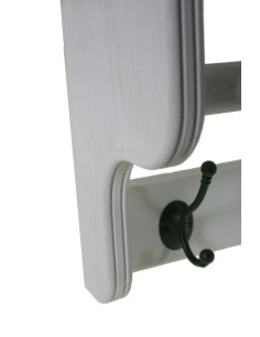 Penjador amb barreter decoració vintage rústic de fusta blanc 2