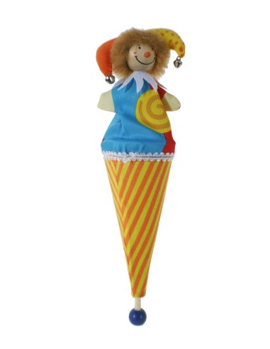 Títere en cucurucho de cartón y cara de madera juguete clásico y tradicional para niños niñas
