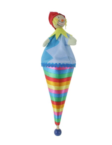 Títere en cucurucho de cartón y cara de madera juguete clásico y tradicional para niños niñas