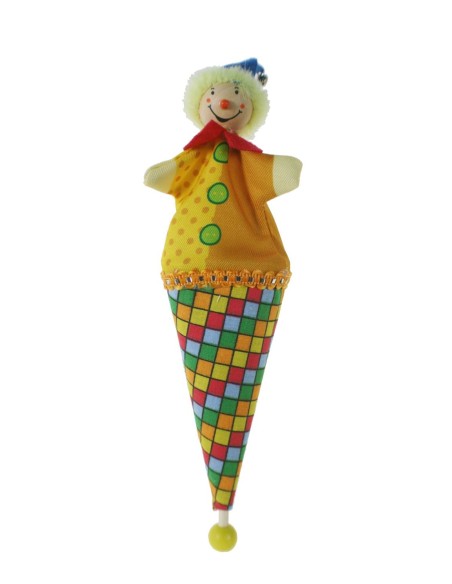 Títere en cucurucho de cartón y cara de madera juguete clásico y tradicional para niños niñas: Medidas 23xØ6 cm.