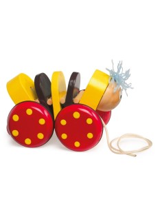 Juguete arrastre madera forma gusano juego de cuerda para niños niñas