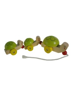 Juguete de arrastre de madera para niños juego infantil educativo de cuerda con forma de tortugas. Medidas: 7x6x34 cm.