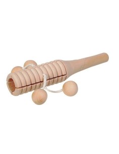 Tambor percusión 4 bolas de madera. Medidas: 17xØ3 cm.