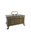 Caja joyero de metal envejecido acabado latonado de estilo vintage de gran capacidad decoración hogar