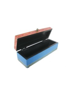 Caixa fusta pintura relleu color blau vermell 2