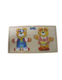 Puzzle Oso y Osa con vestidos para vestir en caja de madera juego clásico y de coordinación infantil.