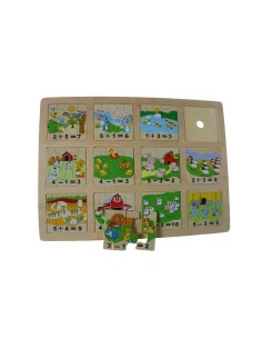 Puzzle de madera para encajar, juego educativo de cálculo aritmética infantil. Medidas: 30x41 cm.