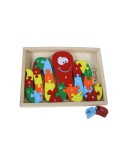 Puzzle pulpo de madera colorida con letras y números juego educativo infantil para aprender el abecedario