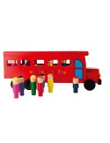 Autobús de fusta color vermell