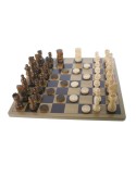 Juego de ajedrez y damas de madera en caja de metal para viaje juego de mesa de estrategia