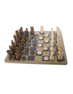 Joc d'escacs i dames de fusta a caixa de metall per a viatge joc de taula d'estratègia.  2