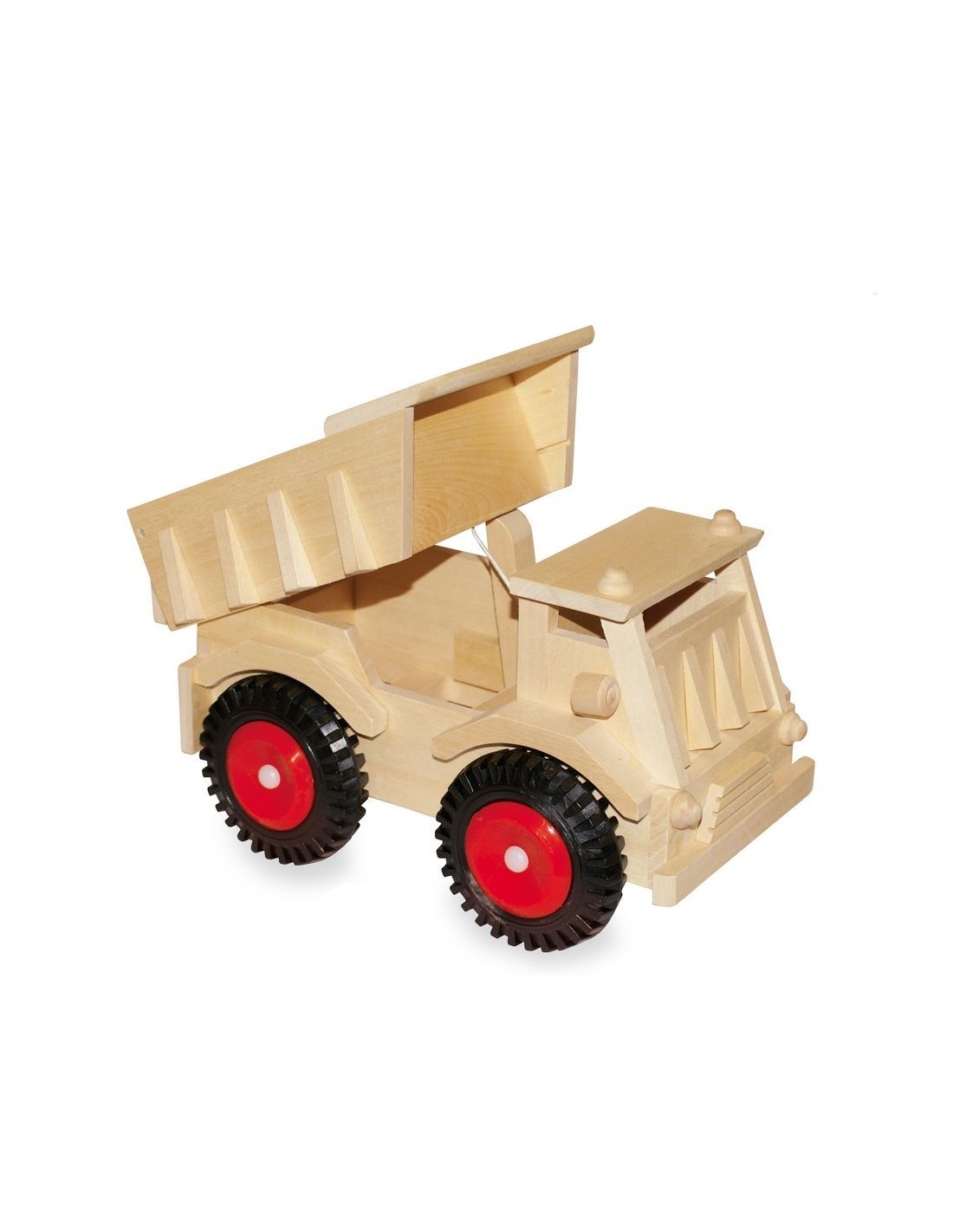 Camión de madera natural con ruedas de plástico