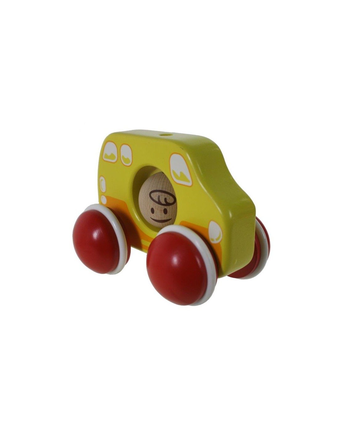 Coche arrastre pequeño de madera maciza con colorido y sonido juguete infantil para bebé.