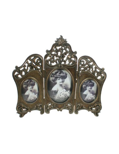 Cadre photo pliant à 3 corps en résine, décoration de maison de style vintage.