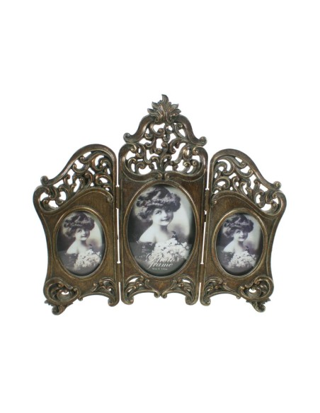 Marco de fotos plegable 3 cuerpos estilo vintage. Medidas: 26x30 cm.