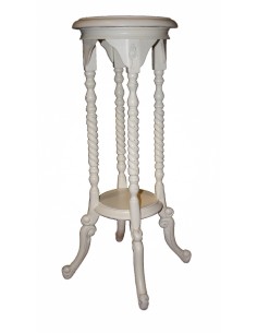 Pedestal de madera blanco tallado a mano estilo rústico vintage