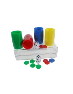 Fitxes de parxís per a 4 jugadors amb barrilets i fitxes de colors accessori per a joc clàssic de taula.
