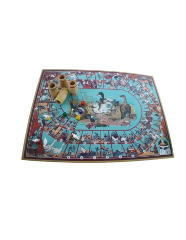 Joc de l'Oca estil vintage amb caixa de cartró amb accessoris de fusta, joc de taula tradicional.