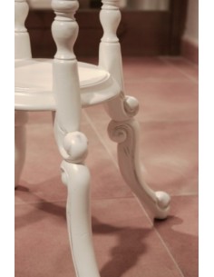 Pedestal de fusta blanc tallat a mà estil rústic vintage 2