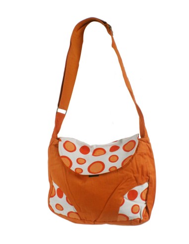 Bolso multiuso étnico hippie con asas de tejido  algodón color naranja