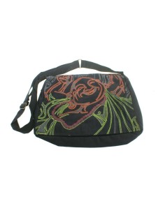Bolso multiuso étnico bordado hippie asas  tejido algodón color negro 2