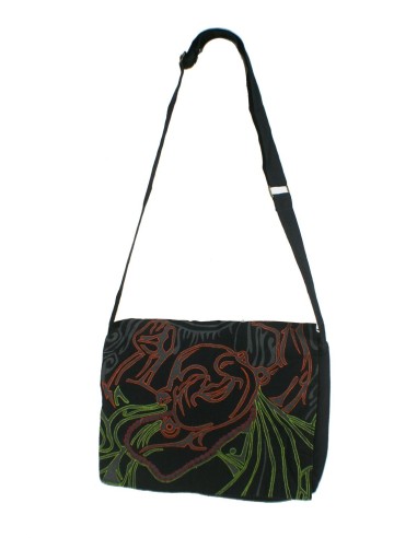 Bolso multiuso étnico bordado hippie asas  tejido algodón color negro