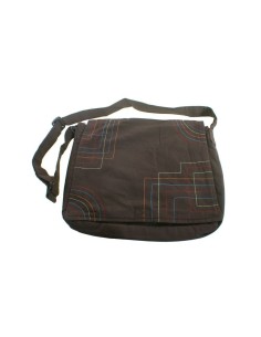 Bolso multiuso étnico bordado hippie asas  tejido algodón color marrón 2