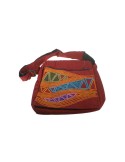 Bolso multiuso bordado étnico hippie asas tejido algodón color granate