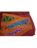 Bolso multiuso bordado étnico hippie asas tejido algodón color granate